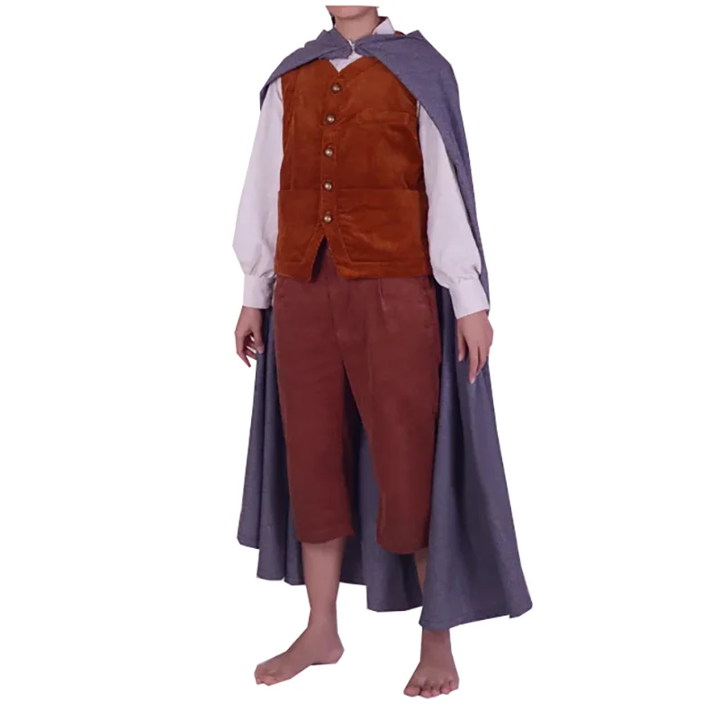 Фото Наряд Frodo, костюм для косплея, полный комплект, фильм, топ на заказ + пальто + жилет + брюки для Хэллоуина, Рождественской вечеринки, мужской и женский костюм №1