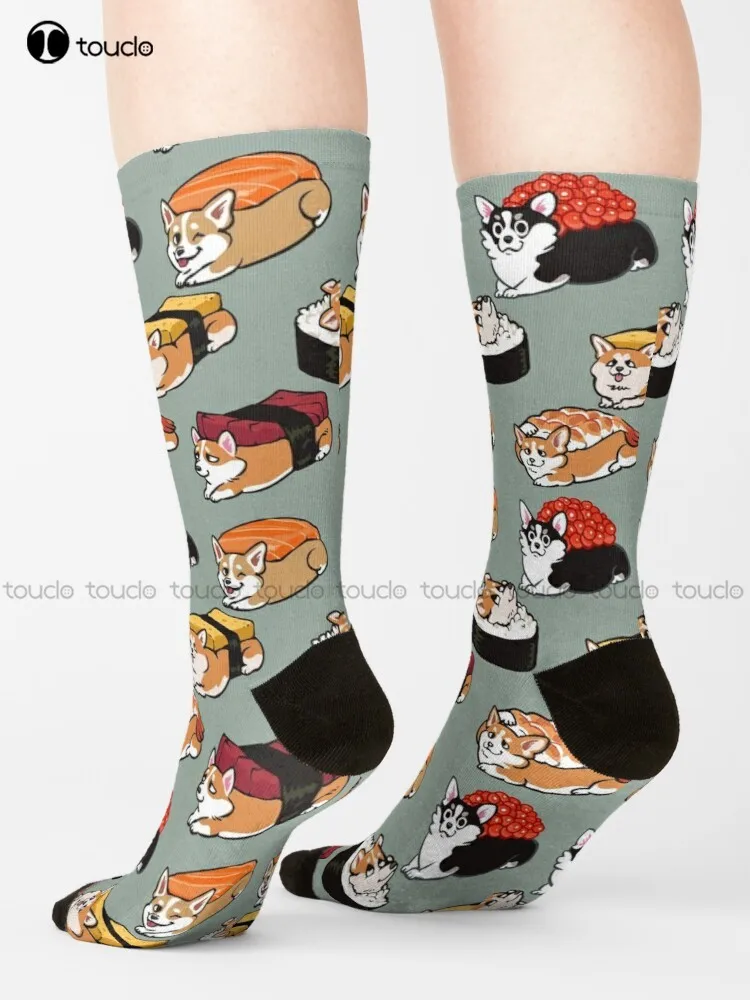 

Sushi Corgi Socks Slipper Socks Men Street Skateboard Socks Personalized Custom Unisex Adult Teen Youth Socks 360° Digital Print
