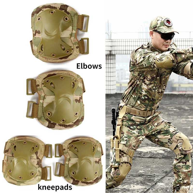 

Tactical Combat Protective Knee Elbow Protector Pad Set Gear Sports Military Army Green Camouflage Elbow & Knee Pads for Adult