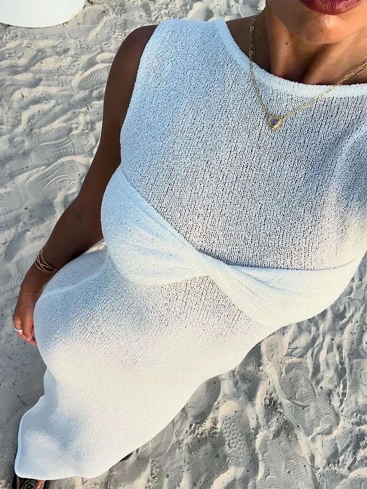 Пляжное элегантное платье-накидка Trendix женское вязаное прозрачное розовое