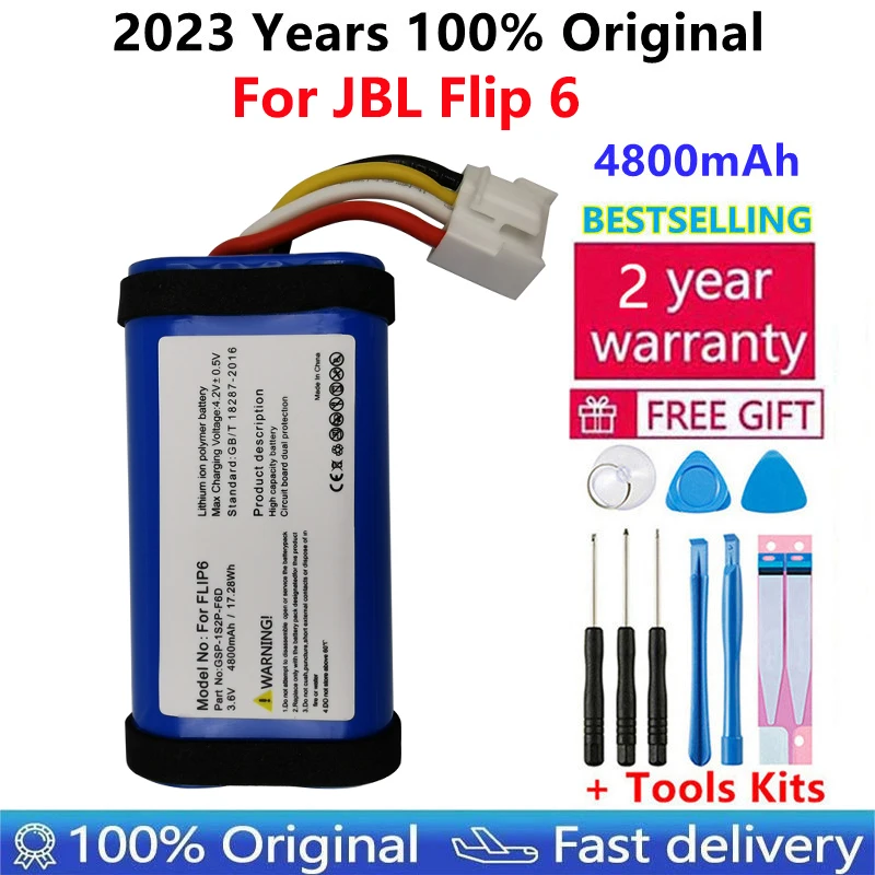 

2023 100% Original New GSP-1S2P-F6D High Quality For JBL Flip 6, Flip6 Special Edition 4800mAh Battery Batteries Bateria Tools