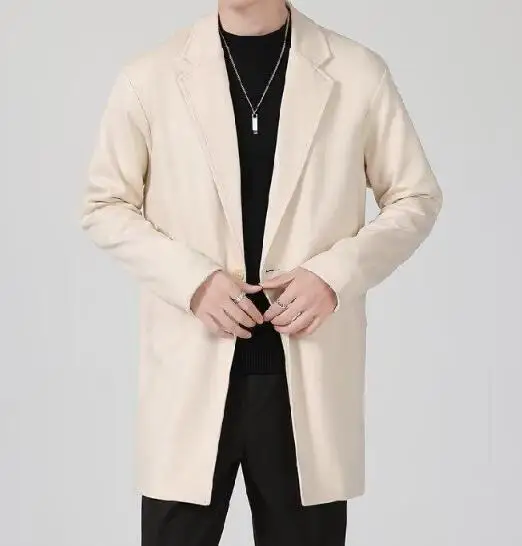 

Костюм мужской двубортный свободного кроя, пиджак для шафера, средней длины, с лацканами, в повседневном стиле, ABE223