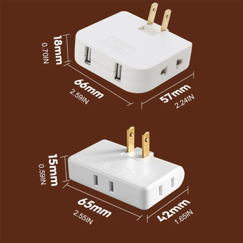 180 Degree Extension Plug USB Adapter 2-prong Swivel Socket Converter US Plug 1 to 3/4 Ways Power Socket Slim Durable images - 6