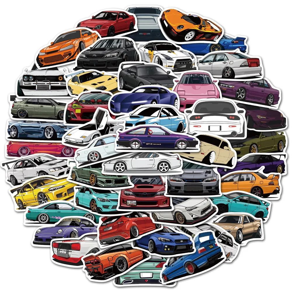 

50 Pcs Cartoon Car Stickers Can Be Decorated Luggage Trolley Case Notebook Thermos DIY Sticker
