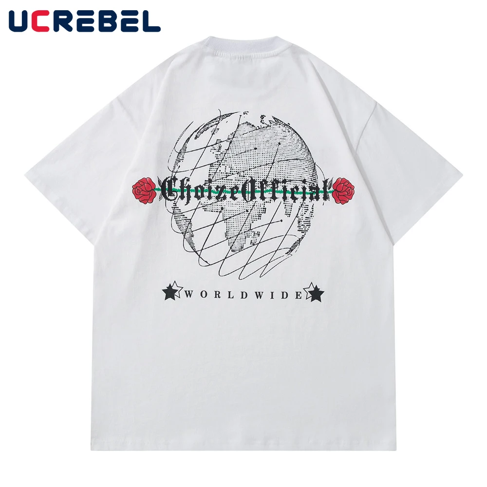 

Футболка мужская с коротким рукавом и круглым вырезом, хлопок, Повседневная Уличная одежда, свободная летняя рубашка с принтом земли, с рука...