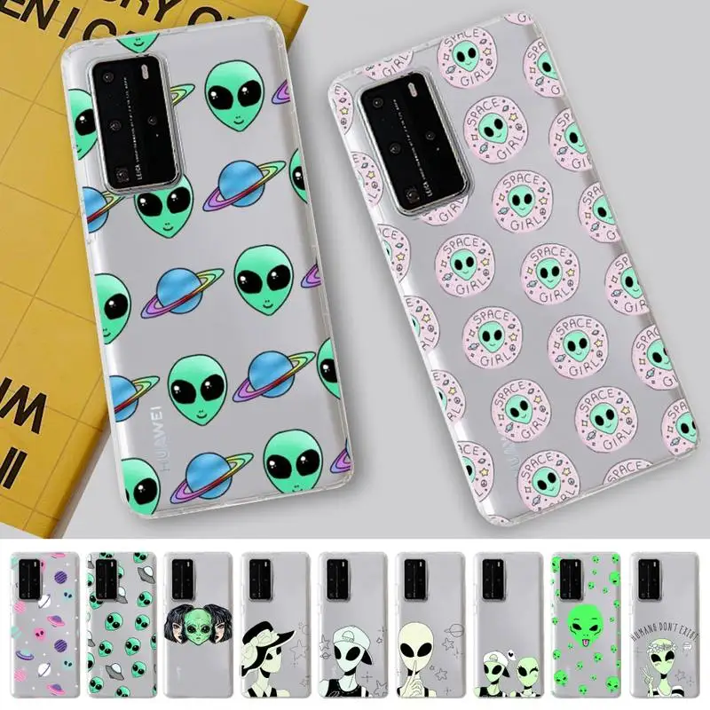 

Aesthetics Cartoon alien space Phone Case For Huawei P 20 30 40 pro lite Psmart2019 Honor 8 10 20 Y5 6 2019 Nova3E