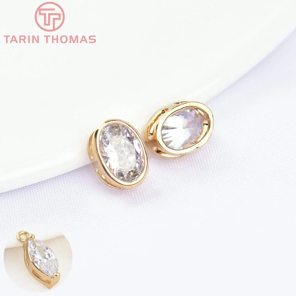 (5628) 7x9 мм 24-каратное золото латунь с цирконом овальные бусины-разделители браслет