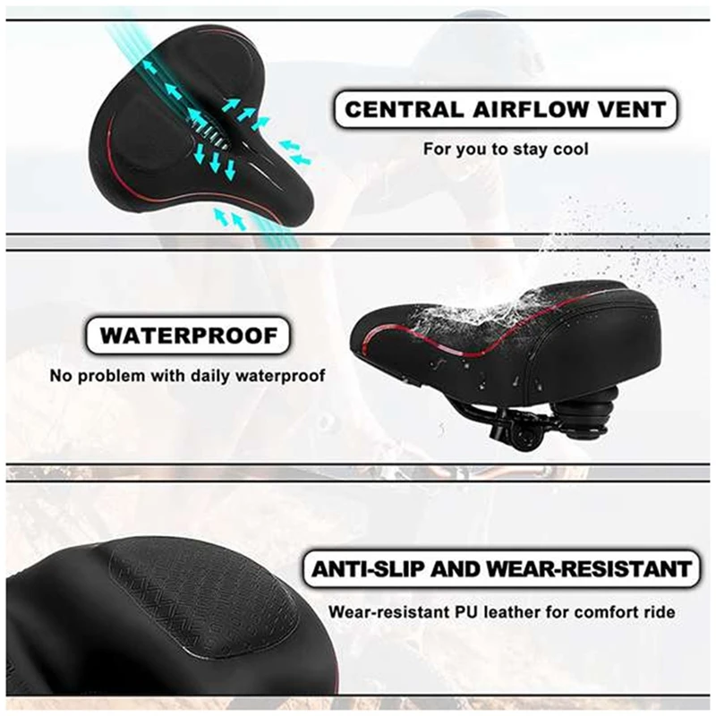 Мужское и женское комфортное велосипедное сиденье большого размера широкие