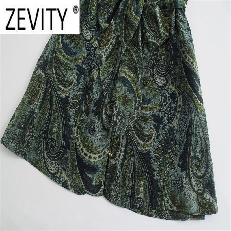 Новинка от Zevity женское винтажное мини-платье-рубашка с Пейсли тотемным цветочным