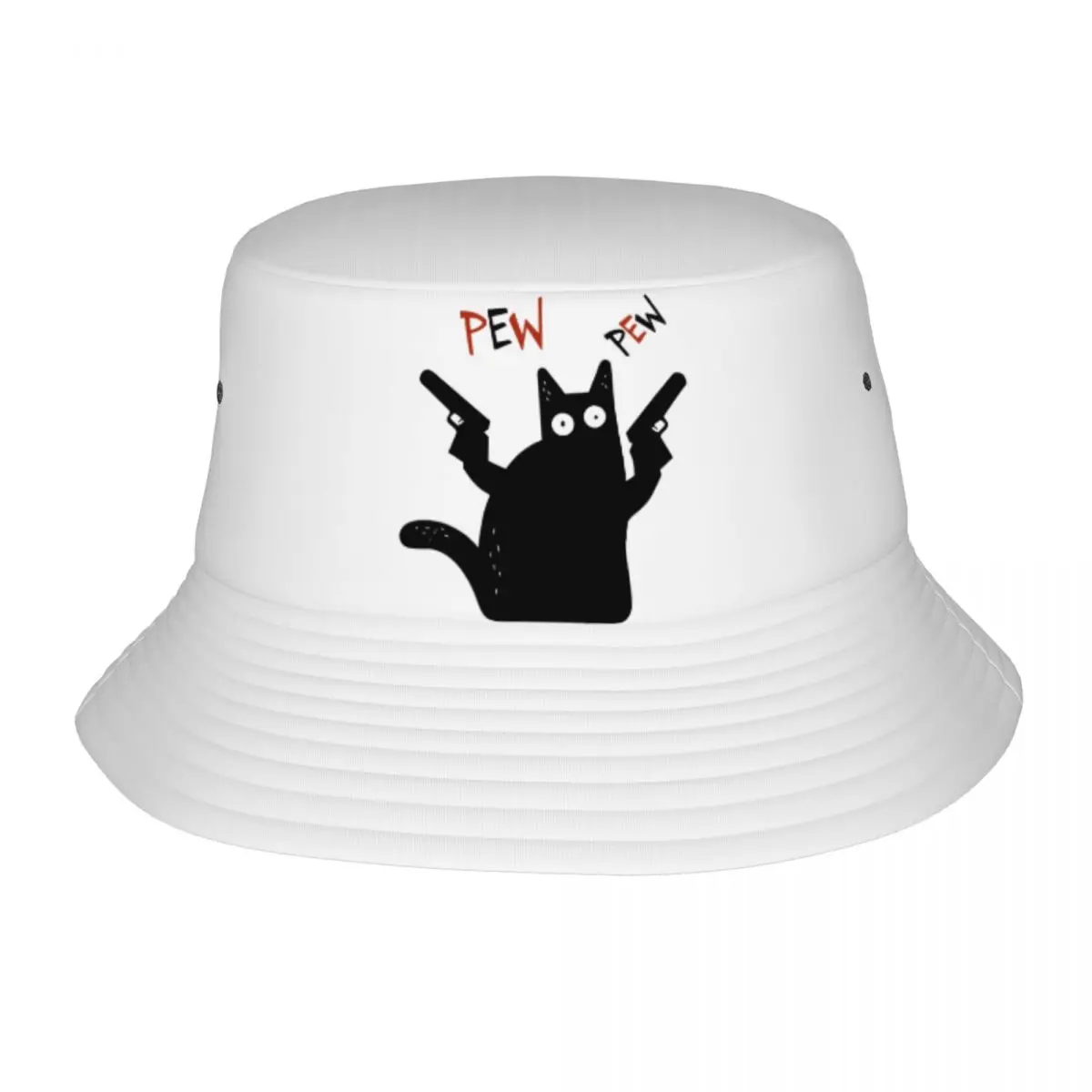 

Cat Pew Pew Meme Gun Gift Premium Art Bucket Hats Hip Hop Summer Sun Hat for Women Men Outdoor Fishing Hat Foldable Boonie Hat