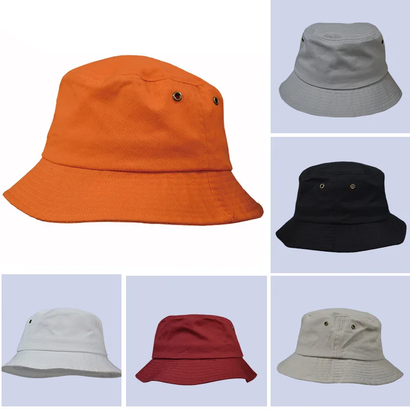 

Classic Summer Spring Foldable Bucket Hat Unisex Cotton Pure Color Bucket Hats Outdoor Sunscreen Hat Fisherman Hat Beach Cap