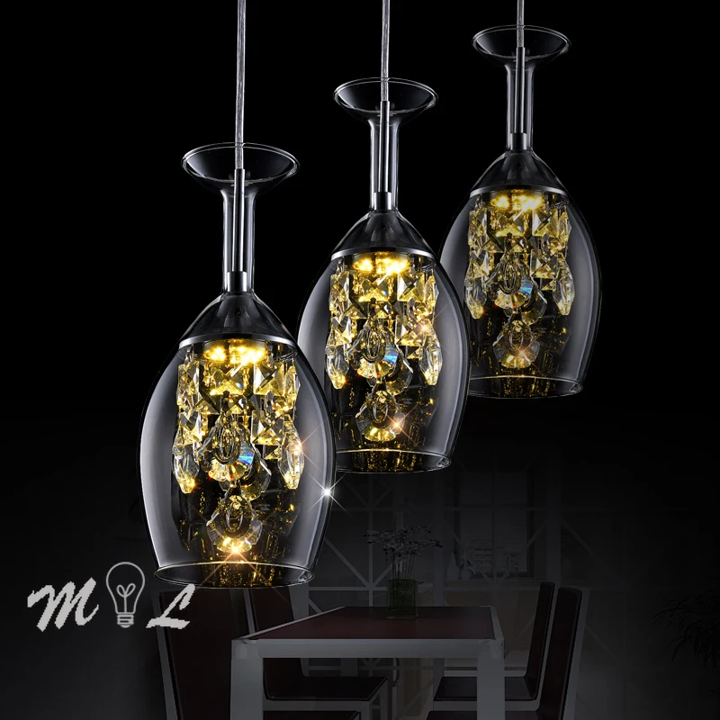 Luz Colgante Led K9 Moderna para decoración del hogar, lámpara De cristal creativa para copa De vino, lámparas De Techo Colgante Moderna, luminarias
