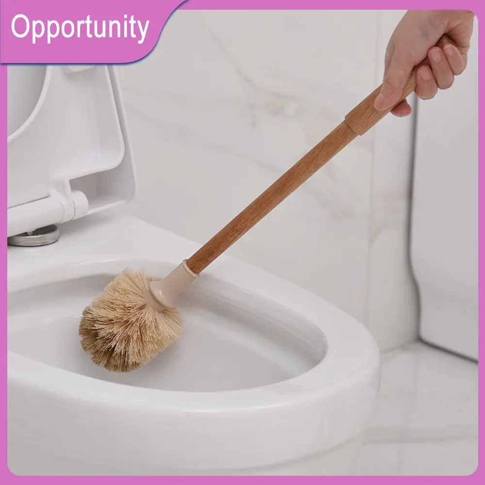 

Household Wood Color Toilet Cleaning Brush Multi-function Bathroom Cleaning Scrubber Wall-mounted Drain 1pc Long Handle Bathroom