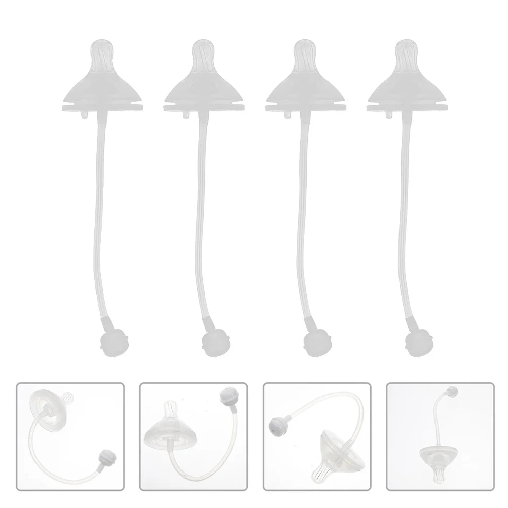 

4 Pcs Silicone Cups Toddlers Weighted Straws Tops Replace Spill-proof