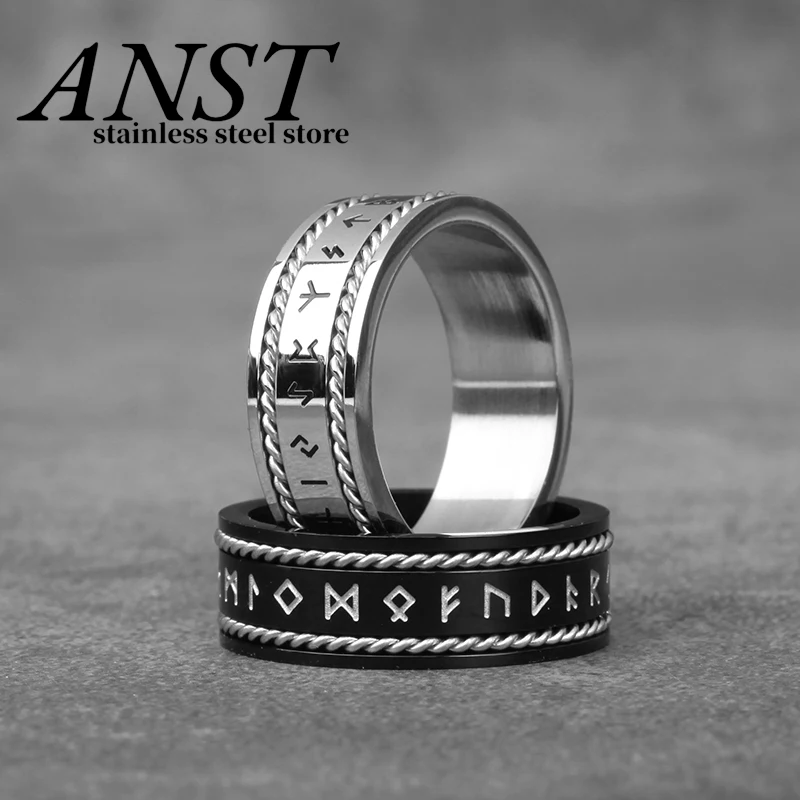 

Dropshipping Letter Rune words Odin Norse Viking Chain Rings 316L Stainless Steel Fashion For Men Women Jewelry Couple Gift