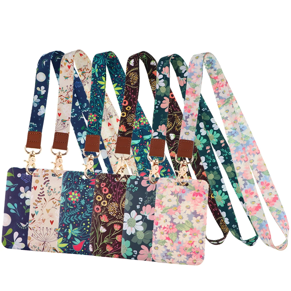

Flowers Lanyard Rope Keychain Plants for Key Neck Strap Staff ID Name Badges Holder Mobile Phone Work Pass Bus Card Accessories