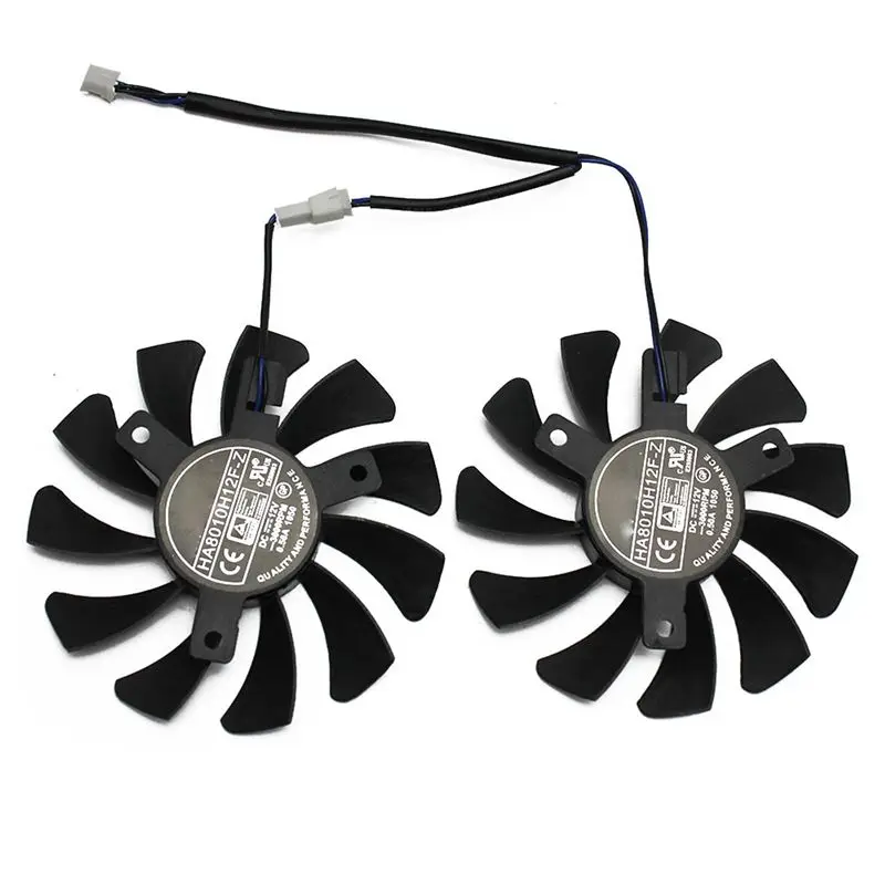 Фото M51K-HA8010H12F-Z 75MM 2-контактный кулер для видеокарты GTX1050ti с двумя вентиляторами для MSI Geforce GTX 1050Ti GTX-1050-Ti-4GT-OC (6 шт.) №2