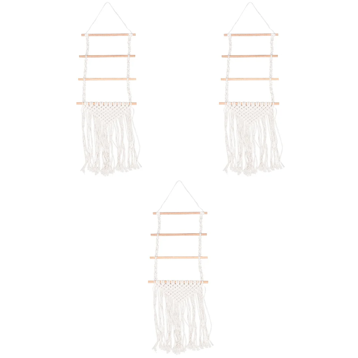 

Set 3 Bohemian Tablecloth Rope Headgear Hanger Hair Clip Woven Wall Hanging Tapestry Manual 120X33X2CM Decor Cotton Child
