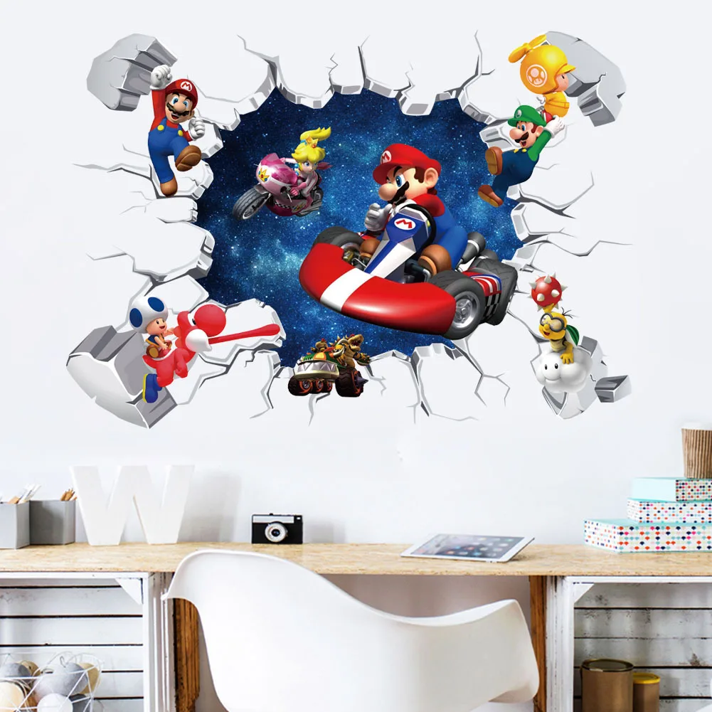

Anime Figure Mario Kart Princess Peach PVC Wall Sticker Wallpaper for Kids Room Bedroom Living Room Kindergarten Birthday Gifts