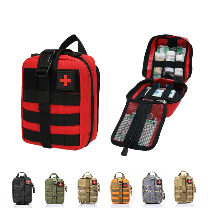 Медицинский набор выживания для первой помощи в сумке для аксессуаров на талии Molle Gear для экстренных случаев на открытом воздухе, охоты и кемпинга с функцией SOS.