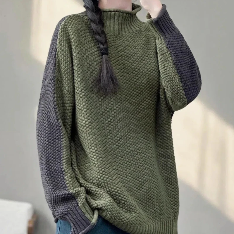 Два в одном высокие пуловеры с вырезом на осень и зиму художественная корейская