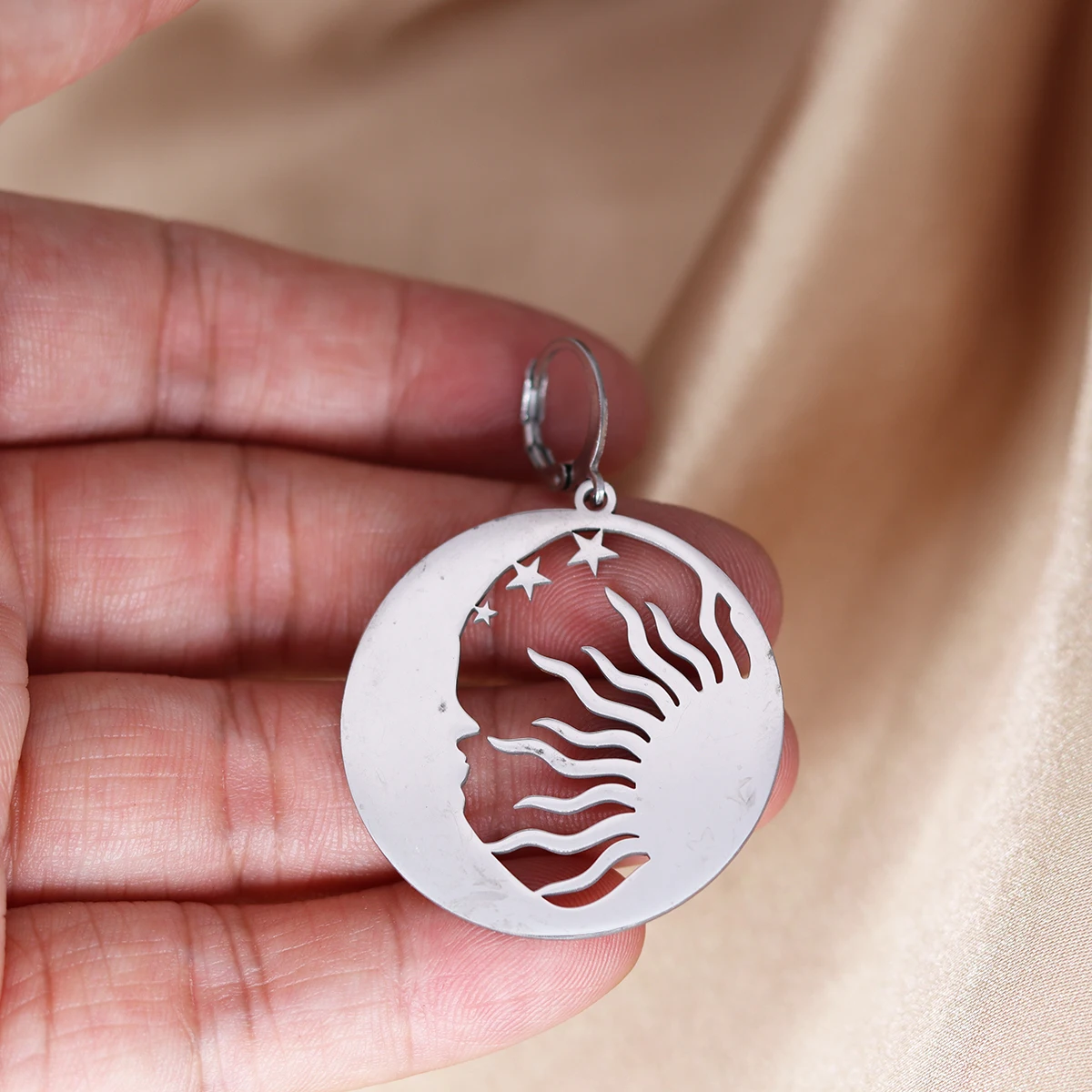 Женские серебряные серьги-кольца в стиле бохо из нержавеющей стали