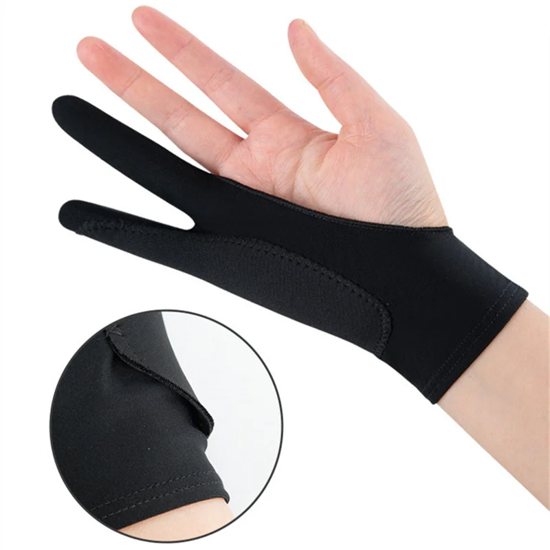Black Two-finger Glove Professional Artist Drawing Glove 3 Sizes For  Artistic Design Graphic Tablet Home Gloves Right Left Hand