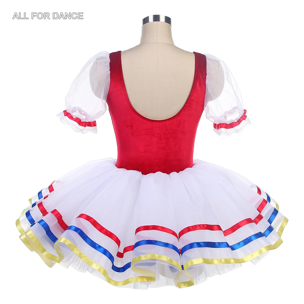 24055 Новые балетные танцевальные пачки с короткими рукавами красный бархатный лиф