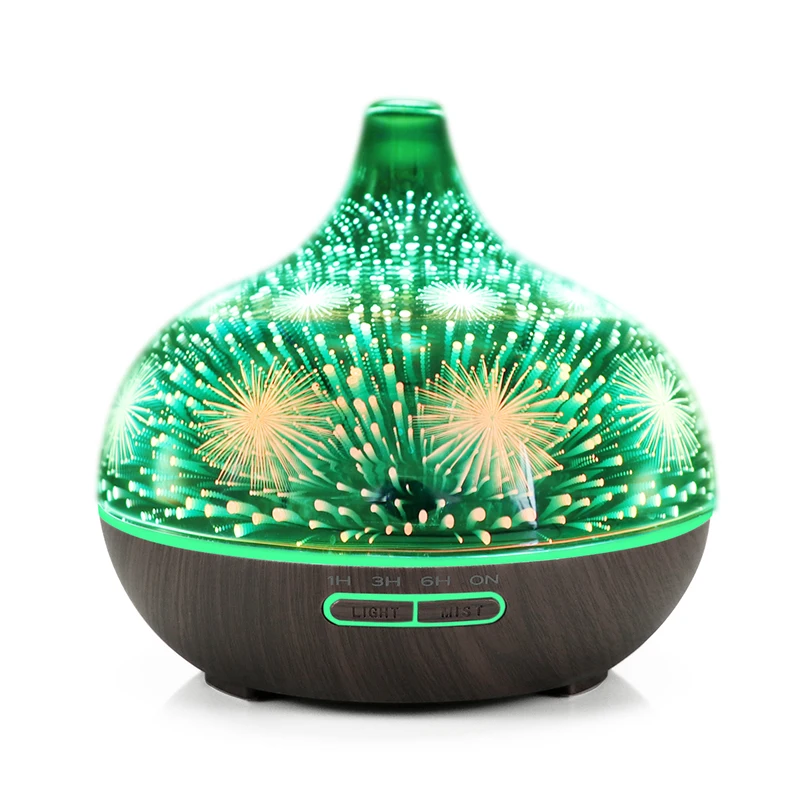 

400ml 3D Firework Glass Humidificador 7 Color Led Night Light Aroma Essential Oil Diffuser Mist Maker Ultrasonic Air Humidifier