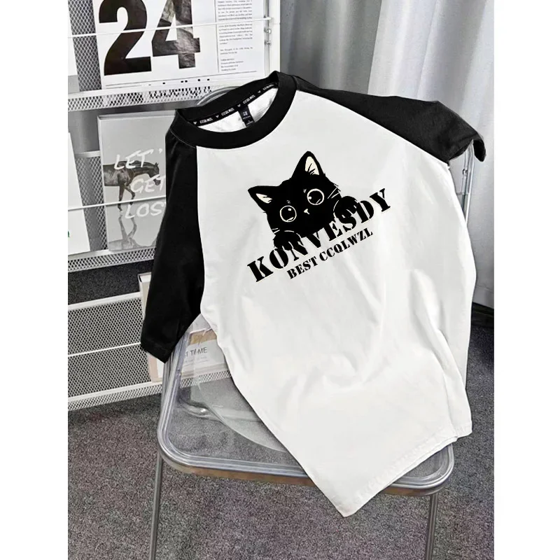 Pure Cotton Heavy Duty Color Blocking Short Sleeve T-Shirts Men Women's Loose Fit American Style Vintage High Street Qualit