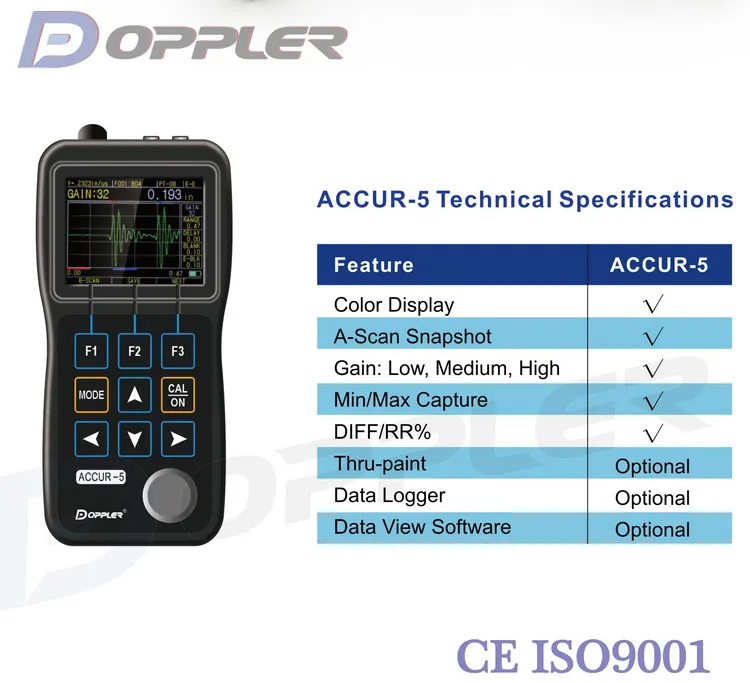 

Doppler NDT Ultrasonic Thickness Gauge Accur-5