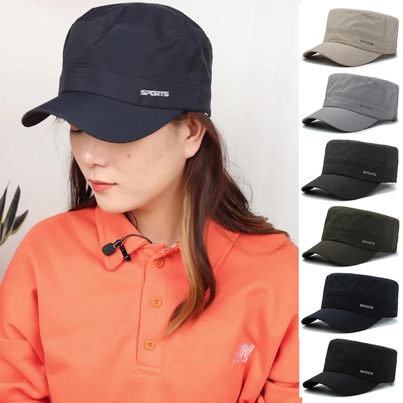 

Мужские летние шляпы от солнца, Спортивная Снэпбэк Кепка, хлопковая бейсболка, модная бейсболка в стиле хип-хоп, быстросохнущая дышащая плоская кепка