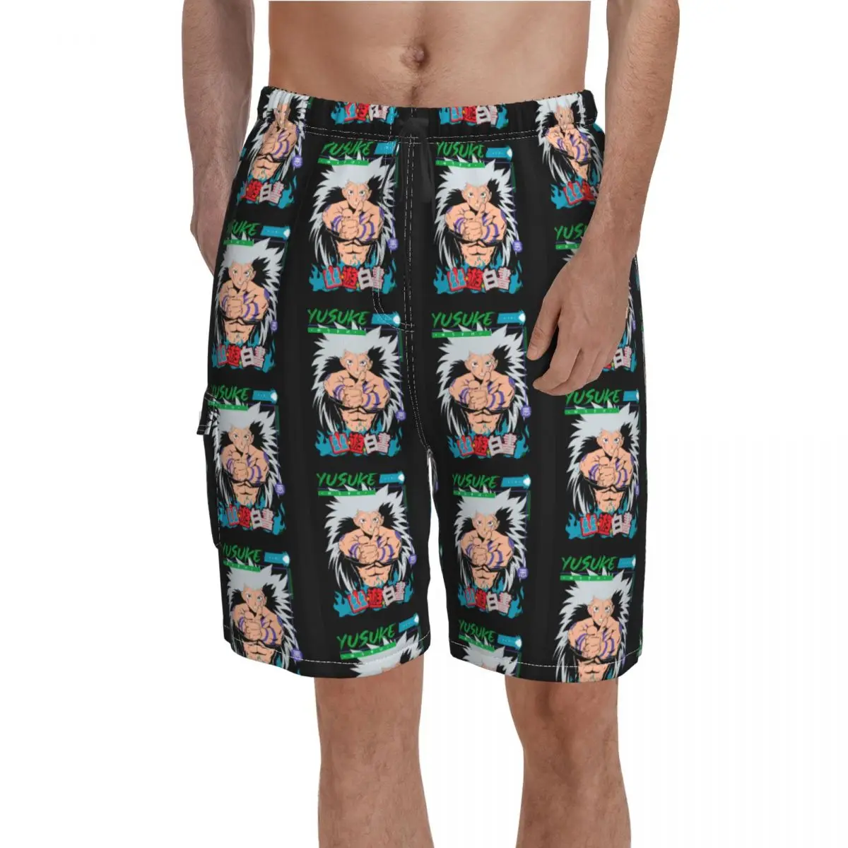 

Yusuke Yu Yu Hakusho Board Shorts Japanese Anime Classic Beach Short Pants Males Printed Plus Size Swim Trunks Birthday Present