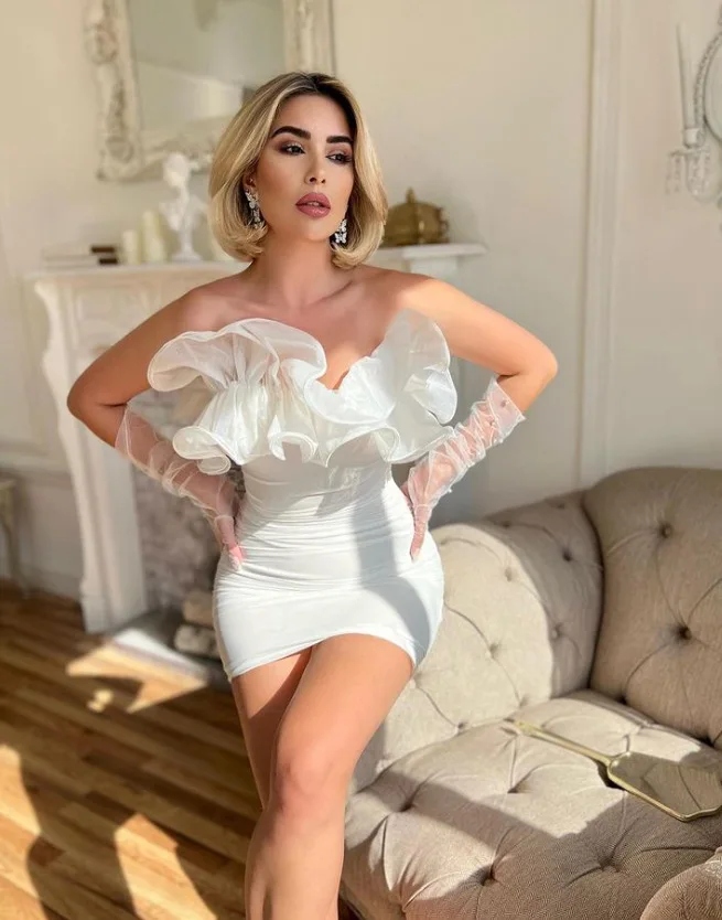 

Autumn New 2022 Women's Off Shoulder One Shoulder Strapless Pleated Tight Dresses Ruffle Dress Mujer Vestido