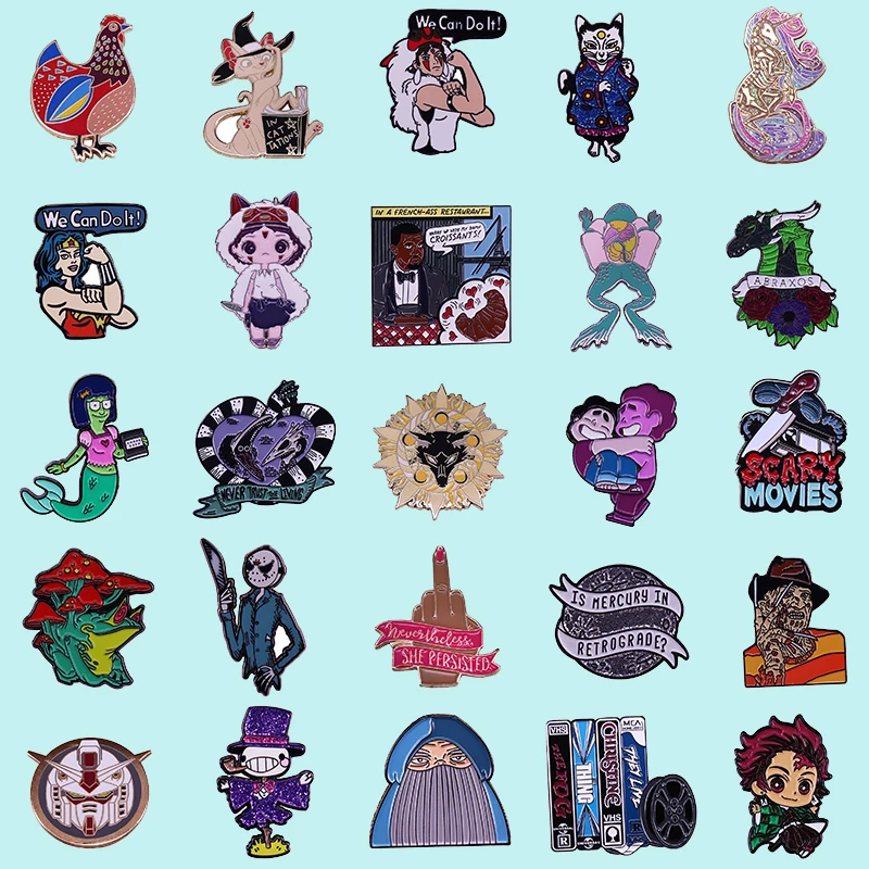 

Cartoons Anime Manga Badges Brooches for Women Cute Things Metal Lapel Pins Enamel Pin Backpack Fashion Jewelry Accessories