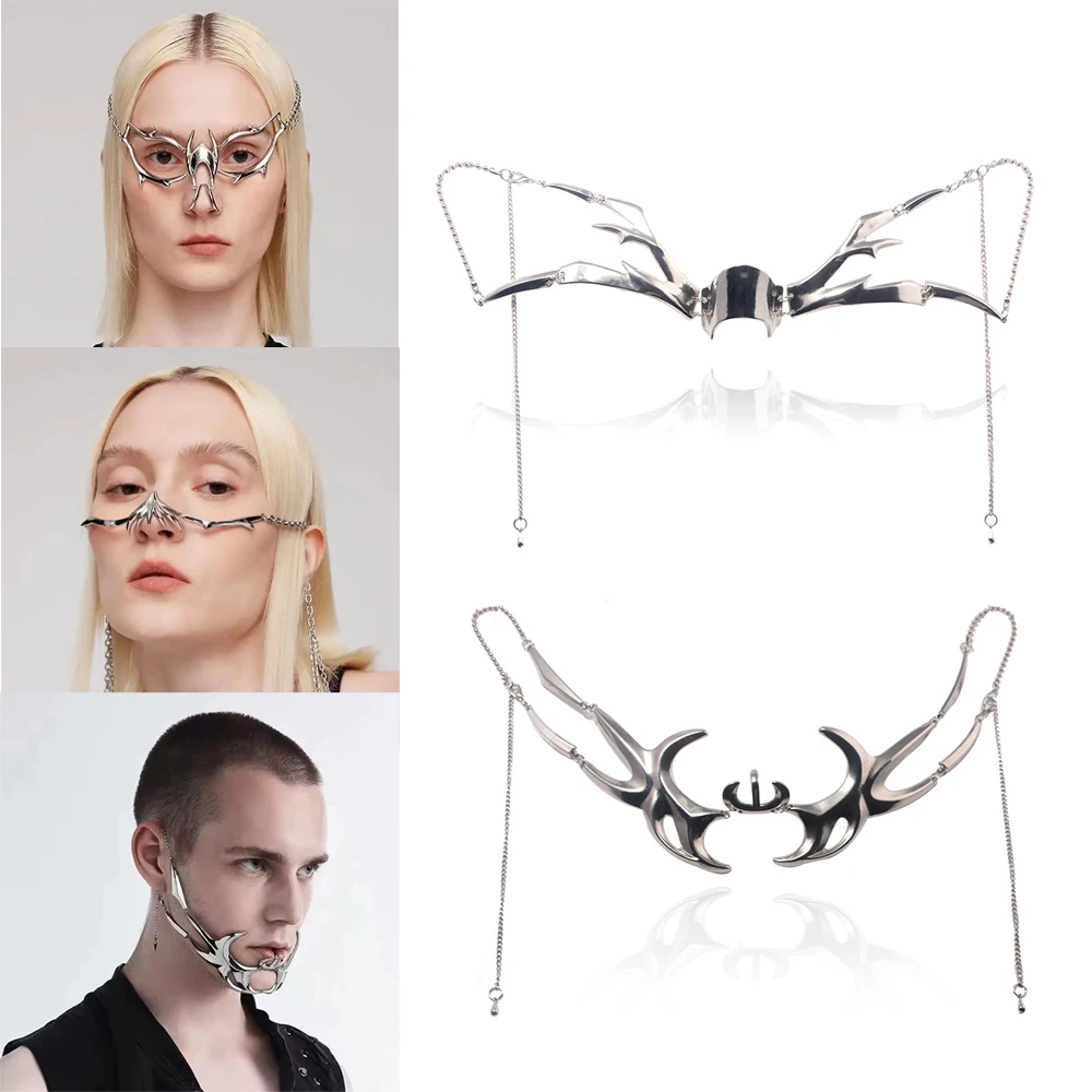 Панк-маска Чужой жидкий декор для лица Украшение носа Механическое лезвие крови