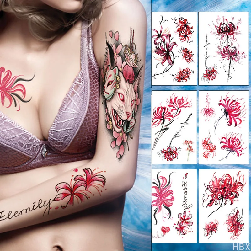 

Тату Sdotter аниме тигр лев цветок руки временная татуировка для женщин девушки красота сексуальный боди-арт наклейка татуировка водонепроницаемый тату