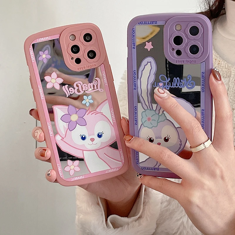 

Disney StellaLou Makeup Mirror Phone Case For iPhone 13 11 12 Pro Max XS XR X 8 7 Plus SE 2 Camera Lens Protections Back Cover