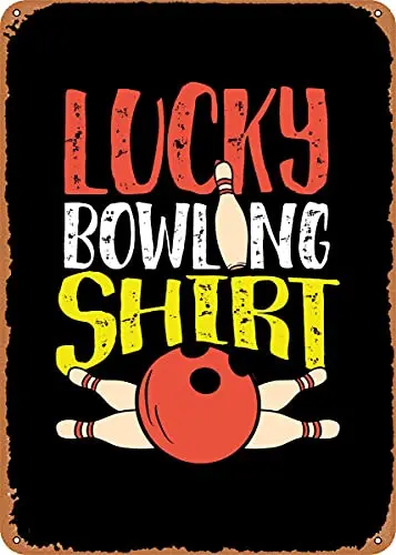 

Lucky Bowling Shirt Vintage Look Metal Sign Patent Art Prints Retro Gift 8x12 Inch