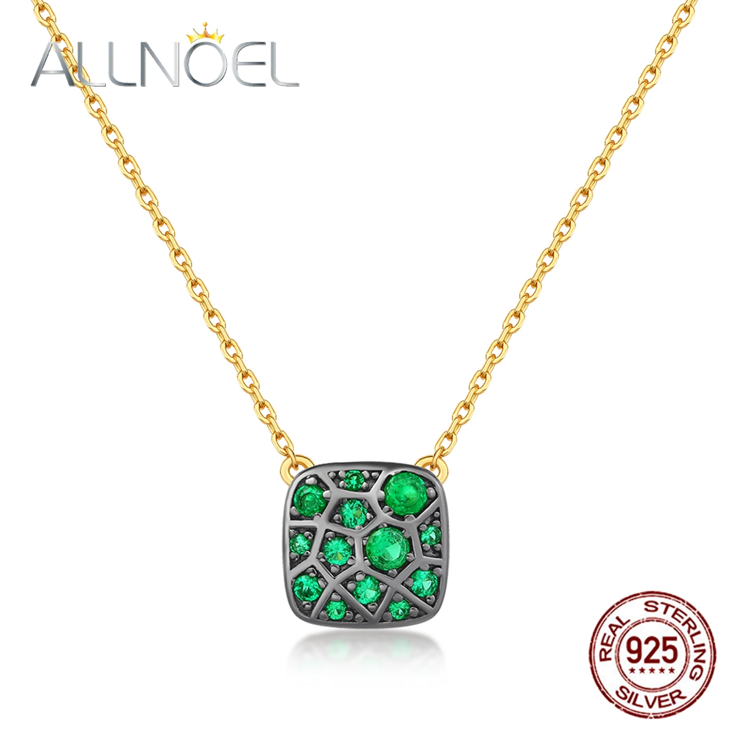 

ALLNOEL Plated Golden Silver Chain Woman 925 Real Trendy Zircon Inlaid Honeycomb Necklace for Girls Women 2022 Fine Jewelry New