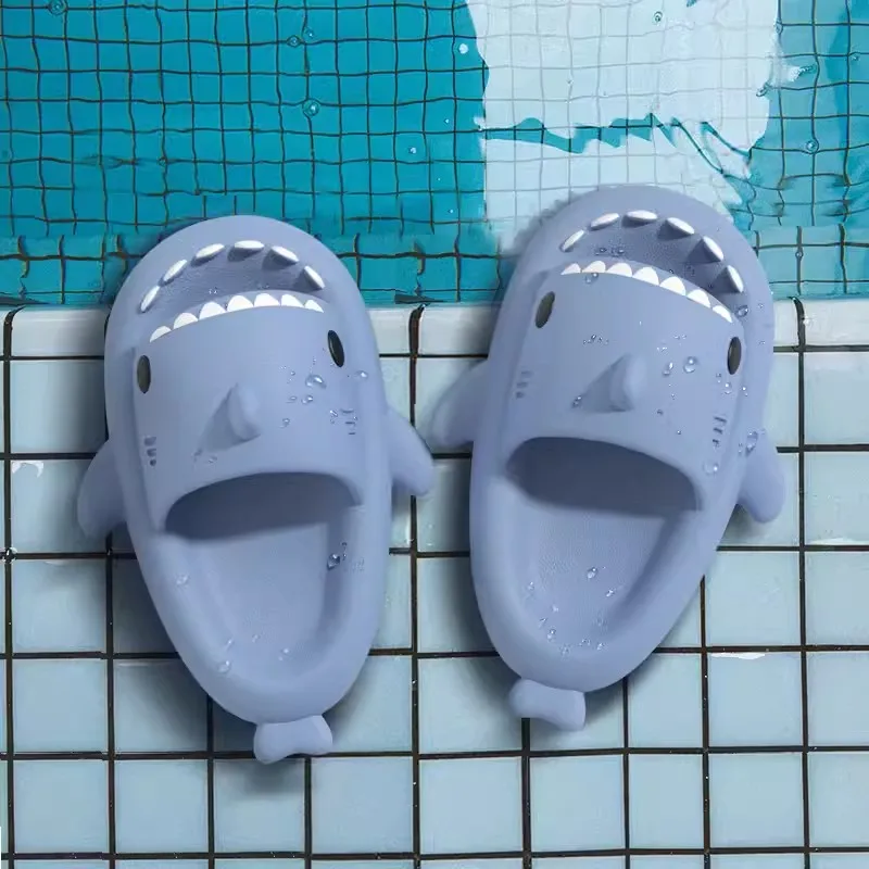 

2023 Summer Shark Slippers Men Women Shark Slides Solid Color Kids Home EVA Non-Slip Shoes Couple Outdoor Beach Flip Flops