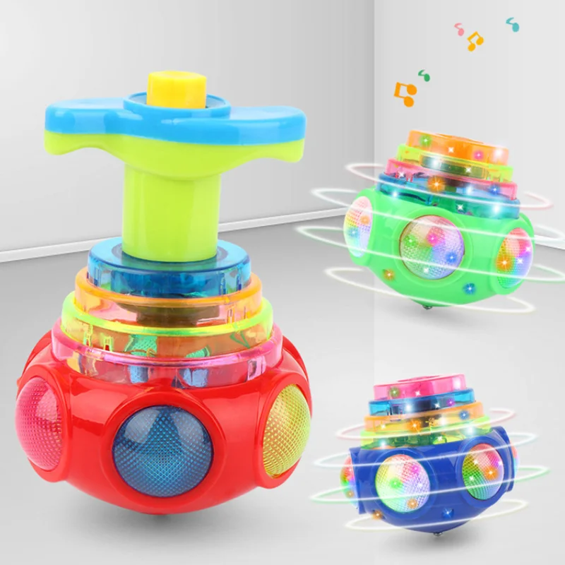 

Bagged Round Luminous Toy Light Music Rotating Gyro Fidget Spinner Spinning Top Toys Random Color Children's Toys Kids Gifts