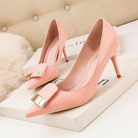 womens pumps pointed shallow mouth metal belt buckle single shoe professional ol slim sexy high heels