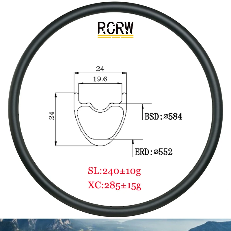 

УГЛЕРОДНЫЙ обод 27.5er 650B SL XC MTB 24x24 мм, 240 г, суперсветильник вес, 24 дюйма, ширина 24 дюйма, глубина по пересеченной местности, бескамерный зажим с 24 28 32 отверстиями