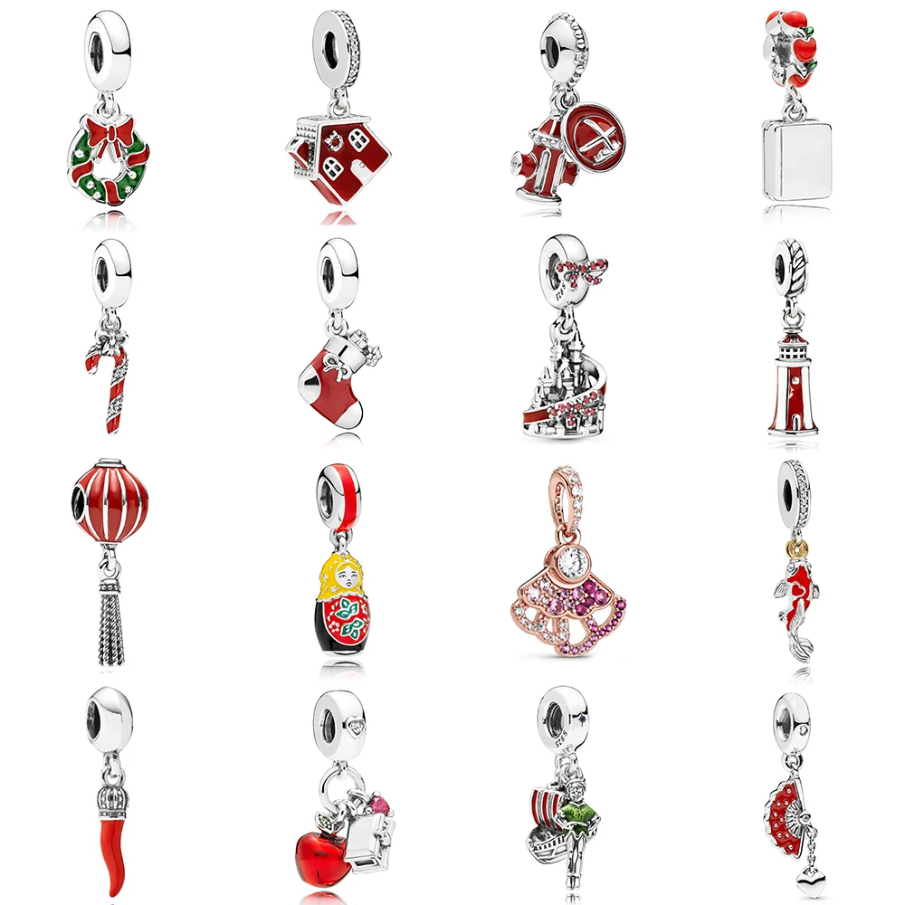 

The Pam S925 Sterling Silver New Year Koi Red Apple Bead Bracelet Necklace Fashion Beaded Pendant Can Be DIY Accessories