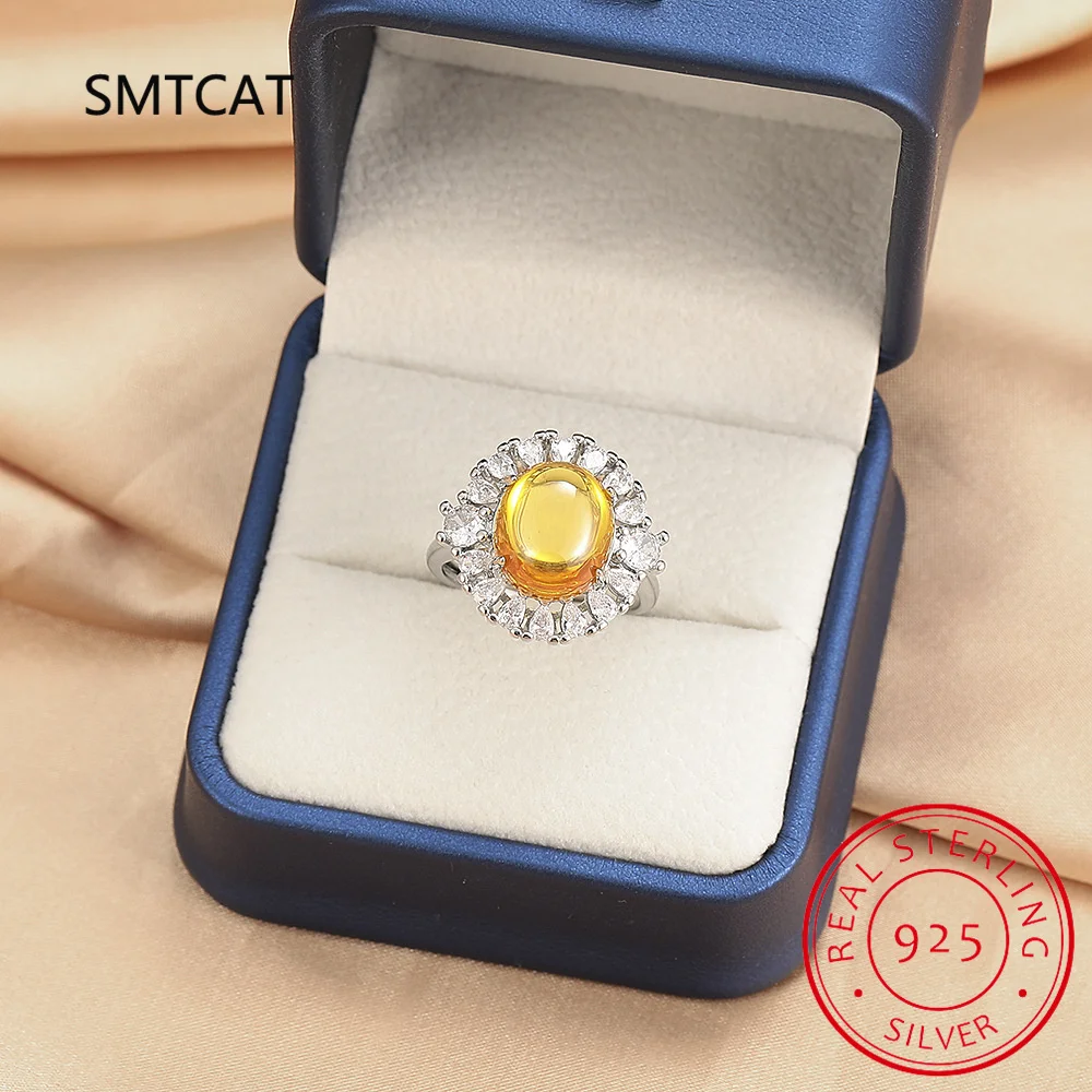 Овальная огранка натуральный желтый цитрин стерлинговое серебро 925 пробы