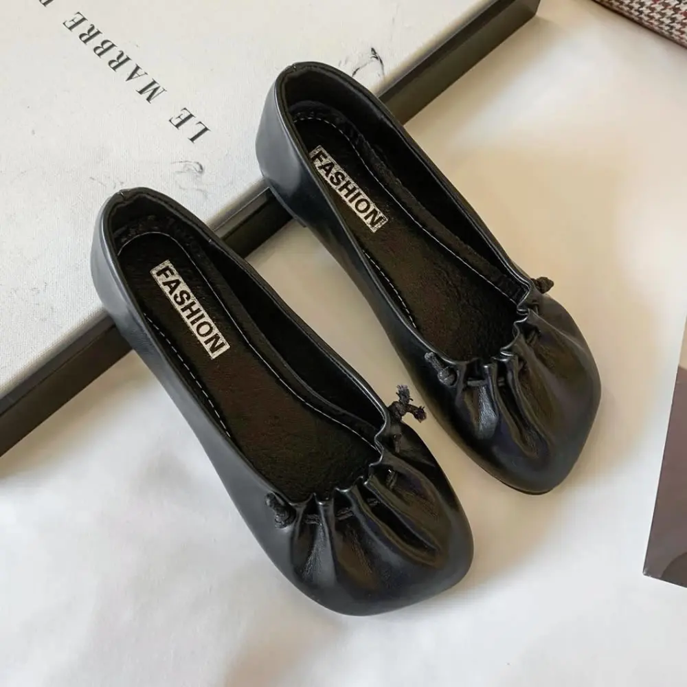 Korea everything shallow mouth square head single shoes female temperament net red soft bottom flat women shoes