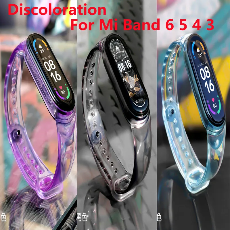 

Mi Band 7 6 5 4 3Strap Transparent Dimming Silicone Flower Xiaomi Band Replacement Watchband Bracelet Smart Sports Fitness Wrist