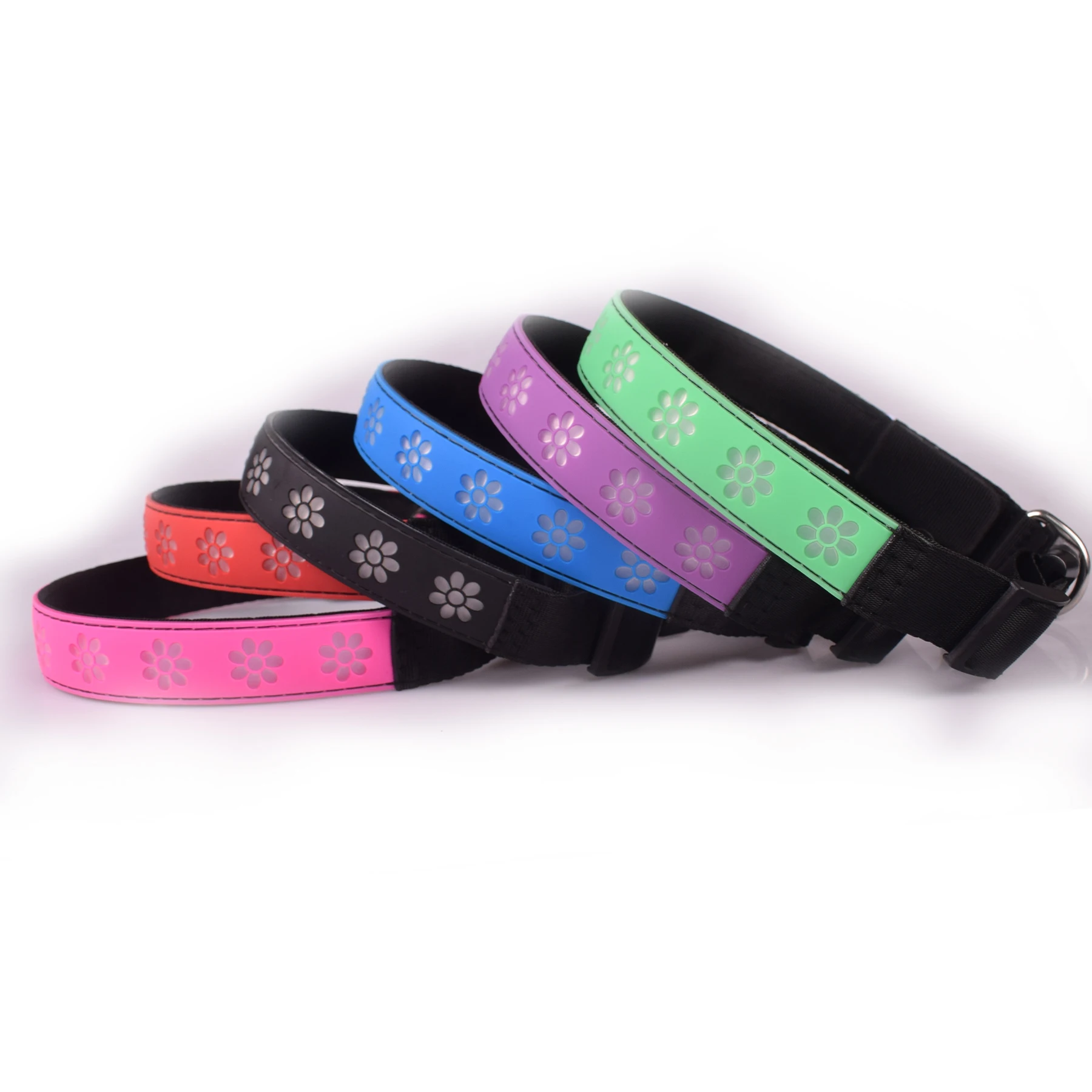 

Safety LED Dog Collar USB Rechargeable with 8 color changing 15 mode Flashing Light collar and leash