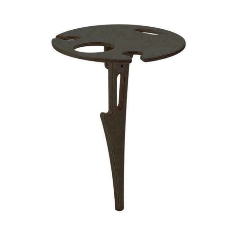 

Outdoor Wine Table Portable Picnic Table Wine Glass Rack BLACK Collapsible Table